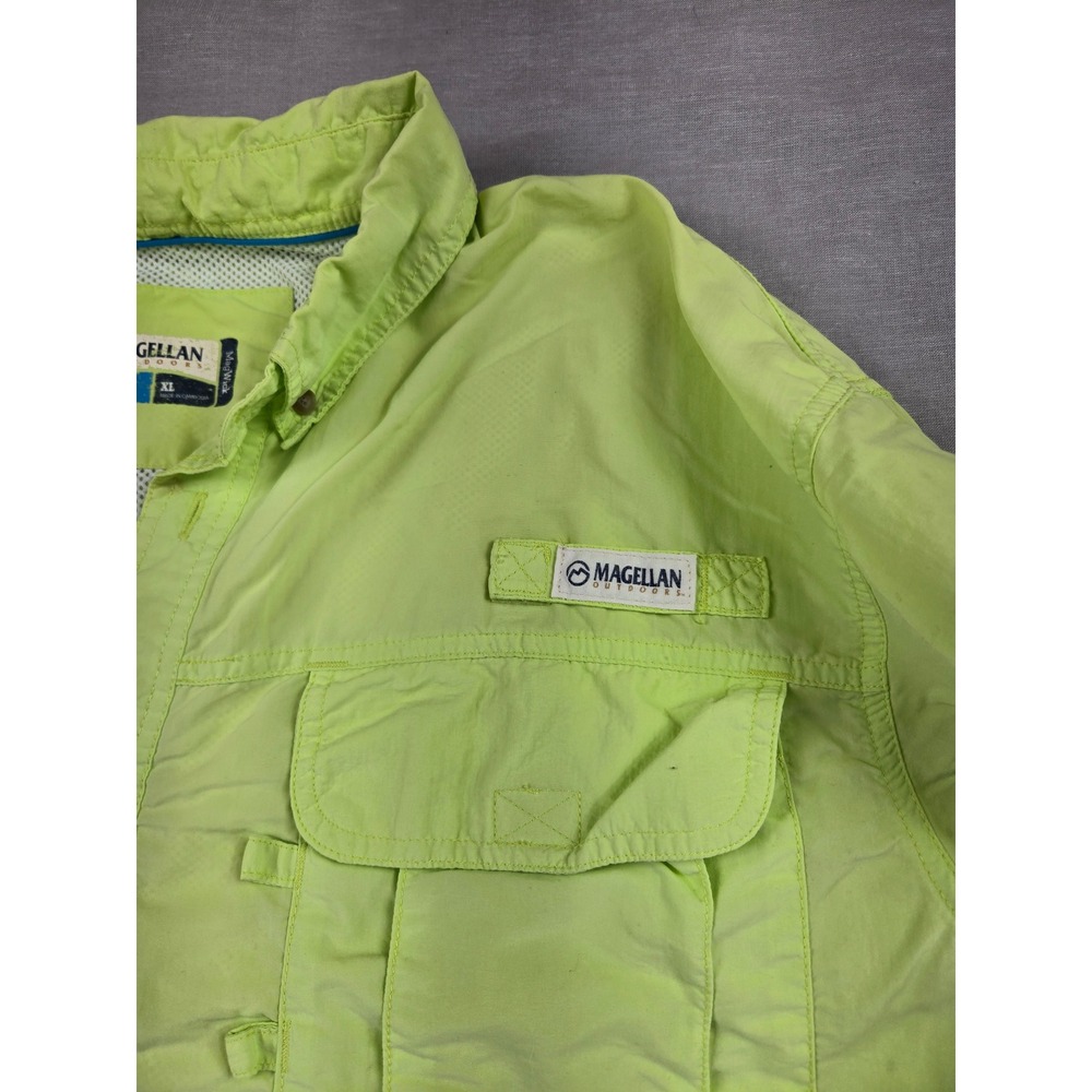 Magellan Outdoors Fish Gear Mens XL Lime Green Long Sleeve Fishing Shirt MagWick - Picture 7 of 11